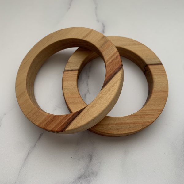 Two Sara parana pine bangles created by Vannucchi Jewellery