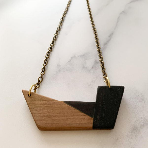 Front face of Chiaro geometric necklace, created by Vannucchi Jewellery