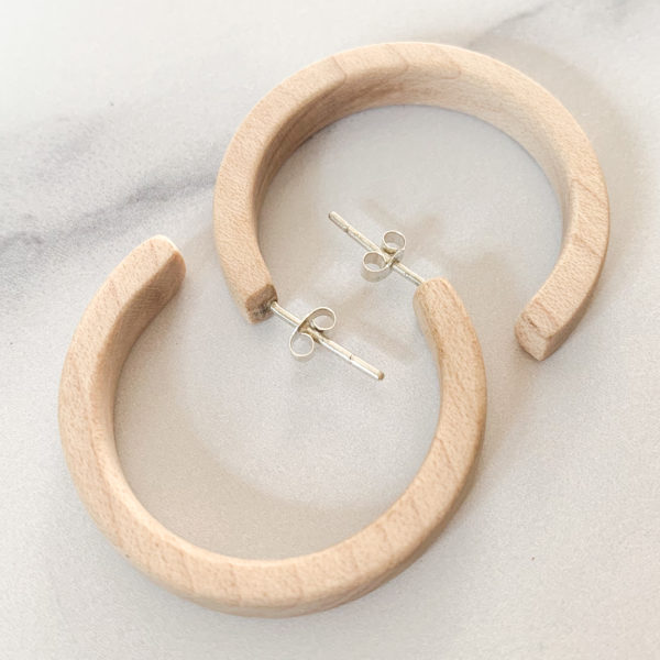 Vannucchi Jewellery, Sarah maple wood, hooped earrings