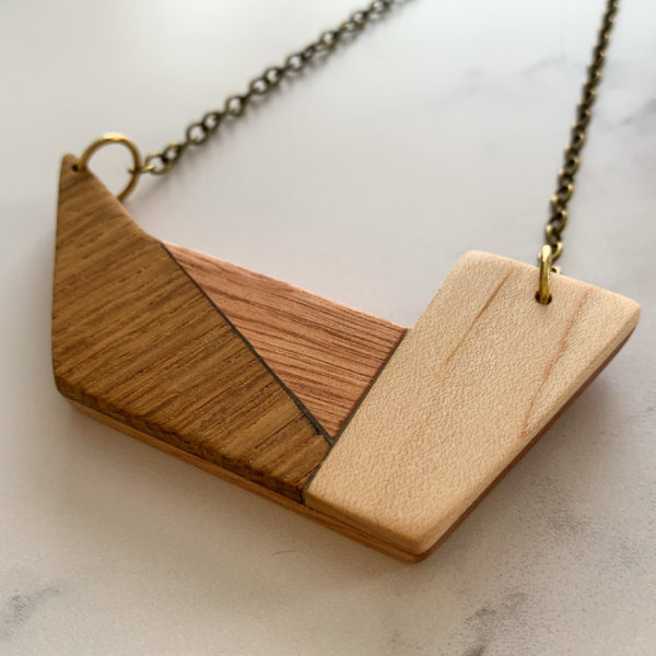 Vannucchi Jewellery Grandis wood geometric necklace at angle