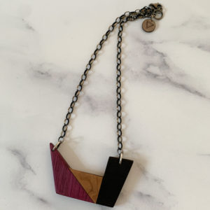 Full length of Vannucchi Jewellery Plum geometric necklace