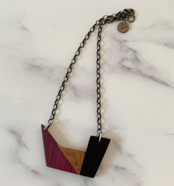 Full length of Vannucchi Jewellery Plum geometric necklace