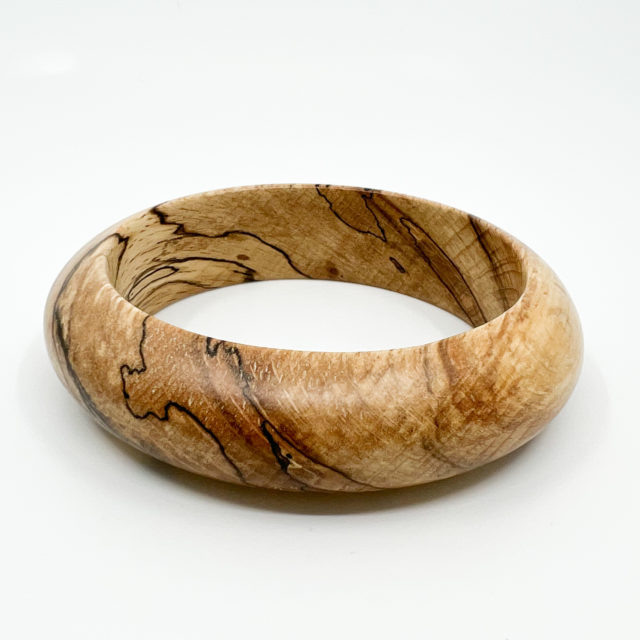 spalted beech bangle on white background
