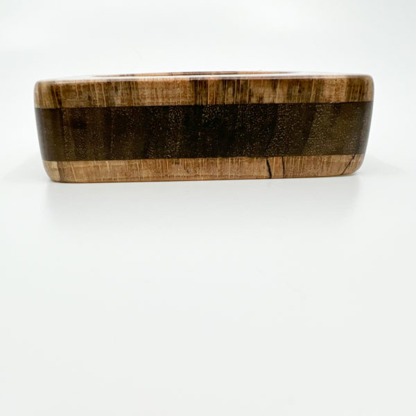 Side view of Marta mixed wood square bangle on white background