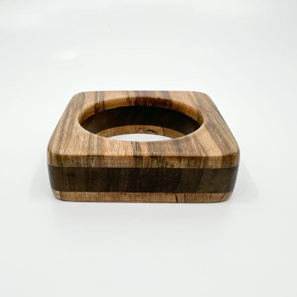 Marta mixed wood square bangle on white background