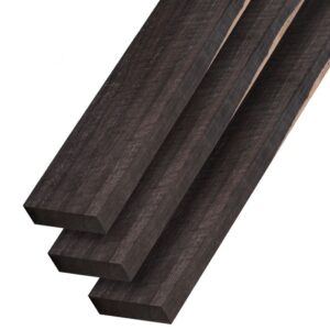Three black planks of black ebony.